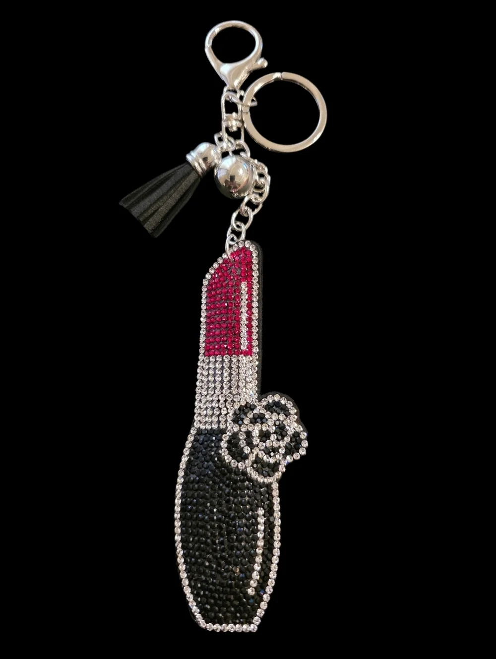 Rhinestone Lipstick Bag Charm Keychain
